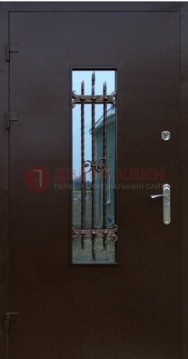 Надежная металлическая дверь со стеклом и ковкой ДСК-47 в Брянске