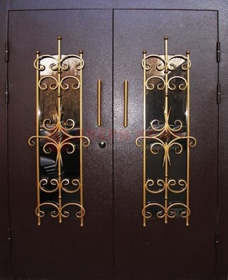 Металлическая дверь с ковкой и остеклением ДСК-49 в Красноармейске
