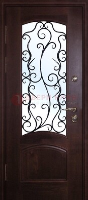 Металлическая дверь со стеклом и ковкой ДСК-6 в квартиру в Красноармейске