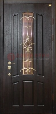 Металлическая дверь со стеклом и ковкой ДСК-79 для загородного дома в Красноармейске