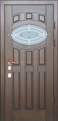 Квартирная металлическая дверь со стеклом и ковкой ДСК-7 в Красноармейске