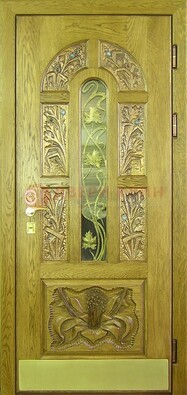 Металлическая дверь со стеклом и ковкой ДСК-90 в гостиницу в Красноармейске
