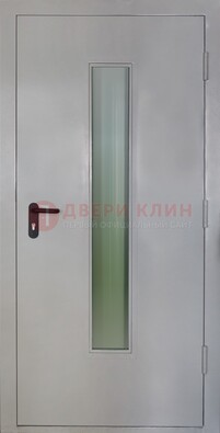 Белая металлическая техническая дверь со стеклянной вставкой ДТ-2 в Красноармейске