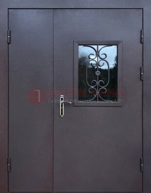 Тамбурная дверь Порошок со стеклом и ковкой ДТМ-48 в Красноармейске
