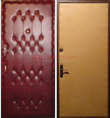 Бордовая металлическая дверь с винилискожей ДВ-1 в Красноармейске