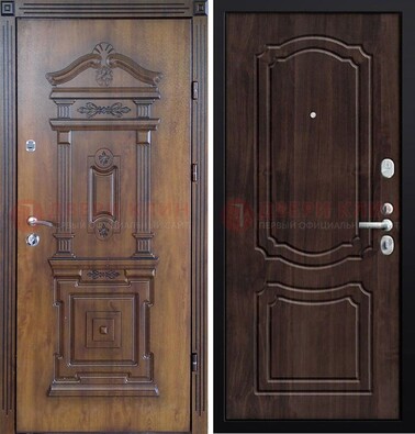 Темная железная филенчатая дверь с виноритом Тисненый орех внутри ДВТ-132 в Красноармейске