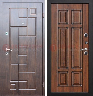 Металлическая коричневая дверь с виноритом и филенкой ДВТ-137 в Сургуте