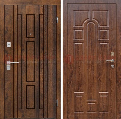 Стальная коричневая дверь с МДФ и коричневой МДФ внутри ДМ-1388 в Красноармейске