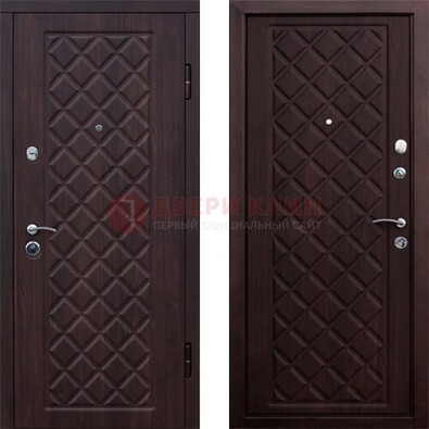 Коричневая металлическая дверь с МДФ с двух сторон ДМ-1555 в Красноармейске