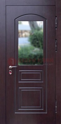 Темная железная дверь с виноритом и стеклом ДВТ-162 в Красноармейске