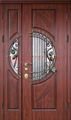 Железная дверь с виноритом и стеклом с ковкой ДВТ-170 в Электроуглях