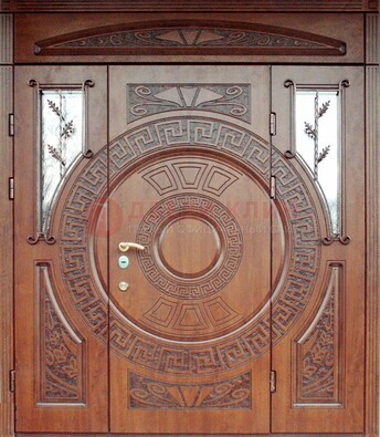 Стальная дверь с виноритом и фрамугами ДВТ-188 в Новосибирске
