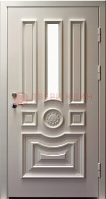 Белая уличная дверь с виноритом и стеклом ДВТ-201 в Красноармейске
