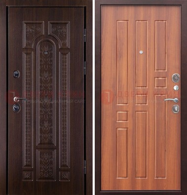 Темная металлическая дверь с виноритом и узором ДВТ-224 в Щербинке