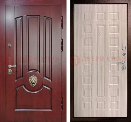 Темно-красная входная дверь с виноритом ДВТ-234 в Красноармейске