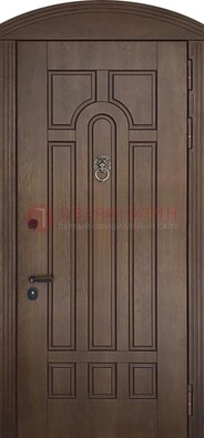 Коричневая стальная дверь с виноритом в форме арки ДВТ-237 в Красноармейске