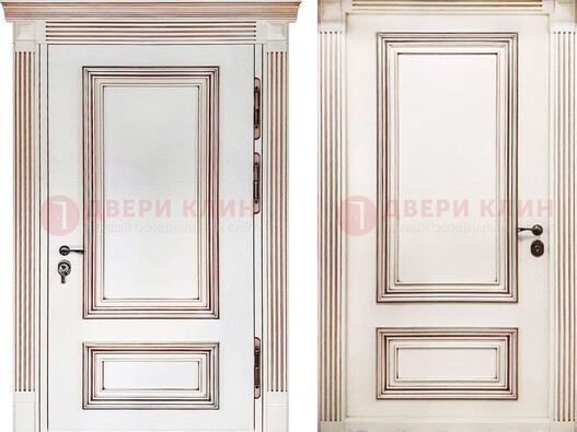 Белая металическая дверь с виноритом для дома ДВТ-239 в Красноармейске