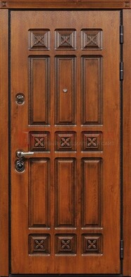 Коричневая стальная дверь с виноритом ДВТ-36 в Красноармейске