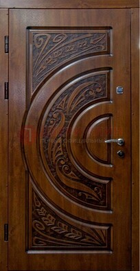 Коричневая металлическая дверь с виноритом ДВТ-42 в Красноармейске
