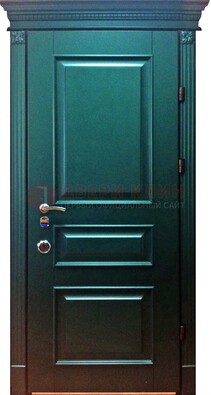 Зеленая входная филенчатая дверь с виноритом ДВТ-62 в Вологде
