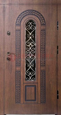 Стальная коричневая дверь с виноритом и МДФ ДВТ-81 в Красноармейске