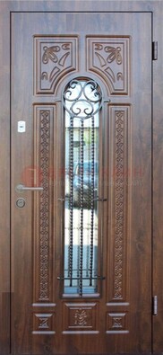 Входная стальная дверь с виноритом и светлой панелью внутри ДВТ-97 в Красноармейске