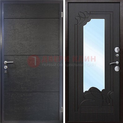 Темная Железная дверь c виноритом и МДФ с зеркалом ДЗ-119 в Красноармейске