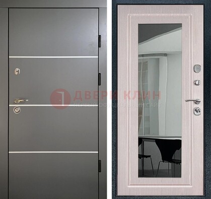 Черная металлическая дверь с зеркалом ДЗ-12 в Красноармейске
