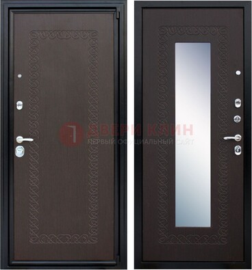 Темная стальная дверь с зеркалом ДЗ-20 в Красноармейске