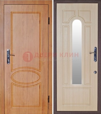 Светлая железная дверь с зеркалом ДЗ-24 в Красноармейске