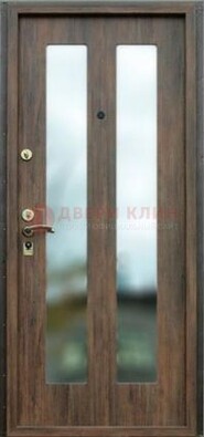 Коричневая железная дверь с зеркалом ДЗ-28 в Красноармейске