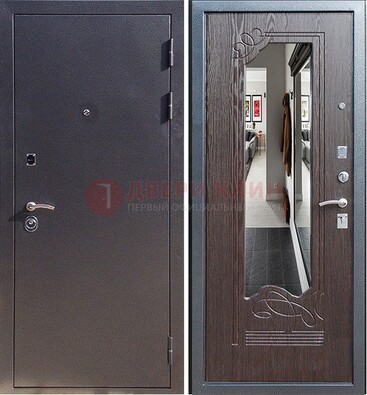 Черная входная дверь с зеркалом МДФ внутри ДЗ-29 в Красноармейске