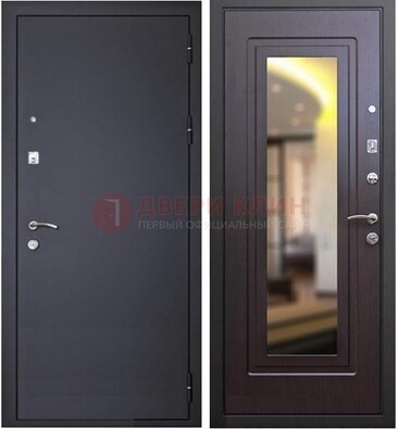 Черная железная дверь с зеркалом ДЗ-30 в Красноармейске