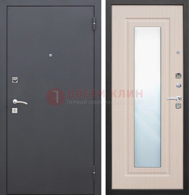 Черная входная дверь с зеркалом МДФ внутри ДЗ-31 в Красноармейске