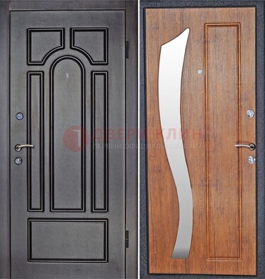 Темная железная дверь с зеркалом ДЗ-35 в Одинцово