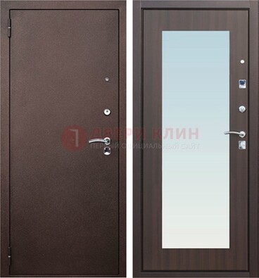 Коричневая входная дверь с зеркалом МДФ внутри ДЗ-40 в Красноармейске
