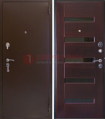 Темная железная дверь с зеркалом ДЗ-42 в Красноармейске