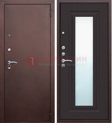 Коричневая металлическая дверь с зеркалом ДЗ-43 в Красноармейске