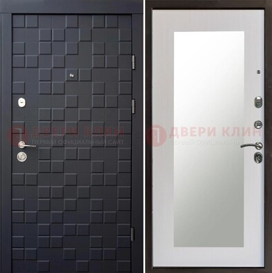 Черная стальная дверь МДФ и зеркалом ДЗ-50 в Красноармейске