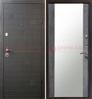 Серая железная филенчатая дверь с зеркалом ДЗ-53 в Красноармейске