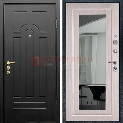 Темная стальная дверь с МДФ Капучино и зеркалом ДЗ-55 в Красноармейске