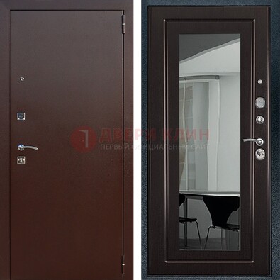 Металлическая дверь с порошковым напылением с МДФ и зеркалом ДЗ-61 в Красноармейске