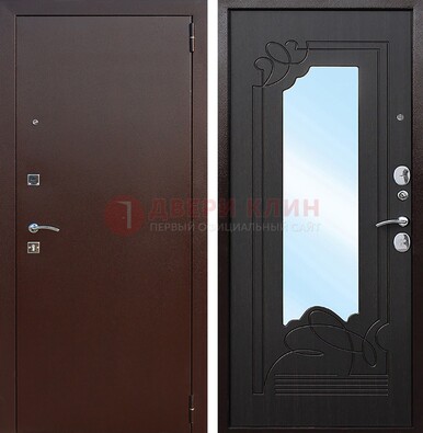 Входная дверь с порошковым напылением Медный антик/Венге с зеркалом ДЗ-64 в Красноармейске