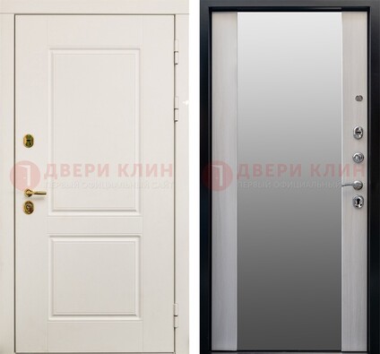 Белая стальная дверь с большим зеркалом ДЗ-73 в Красноармейске