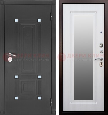 Стальная белая уличная дверь с МДФ Венге и зеркалом ДЗ-76 в Красноармейске