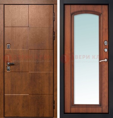 Белая филенчатая дверь с фрезерованной МДФ и зеркалом ДЗ-81 в Красноармейске
