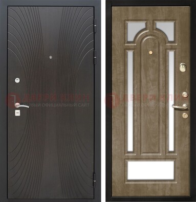 Темная металлическая дверь МДФ с различными зеркальными вставками внутри ДЗ-82 в Красноармейске