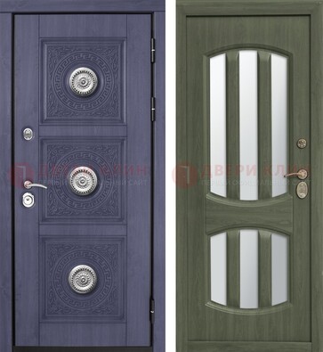 Стальная дверь с узором на МДФ и зеркальными вставками ДЗ-87 в Красноармейске
