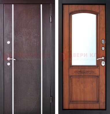 Входная дверь с МДФ и МДФ внутри с зеркалом ДЗ-88 в Красноармейске