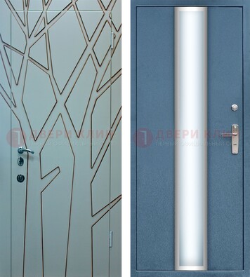 Коричневая уличная дверь с узором и виноритом МДФ с зеркалом ДЗ-93 в Красноармейске